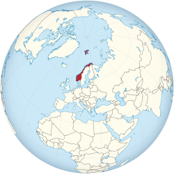 Norway map on globe